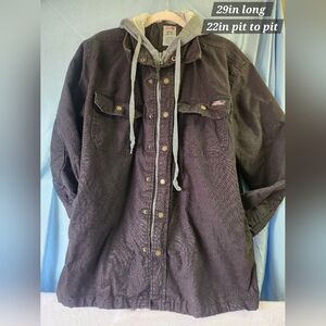 Dickies Zipper Button Up Hoodie Jacket Black Size M 38/ 40 Long Sleeve Workwear
